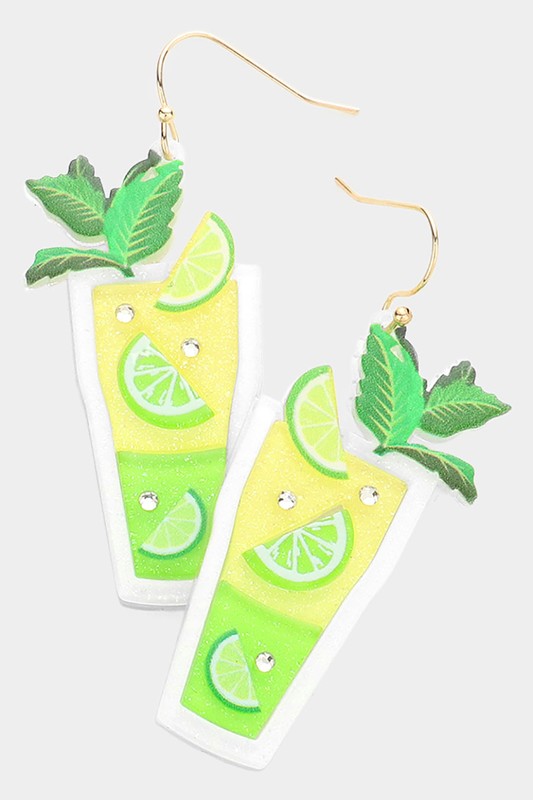 Glittered Resin Cocktail Dangle Earrings - Debs on 5th