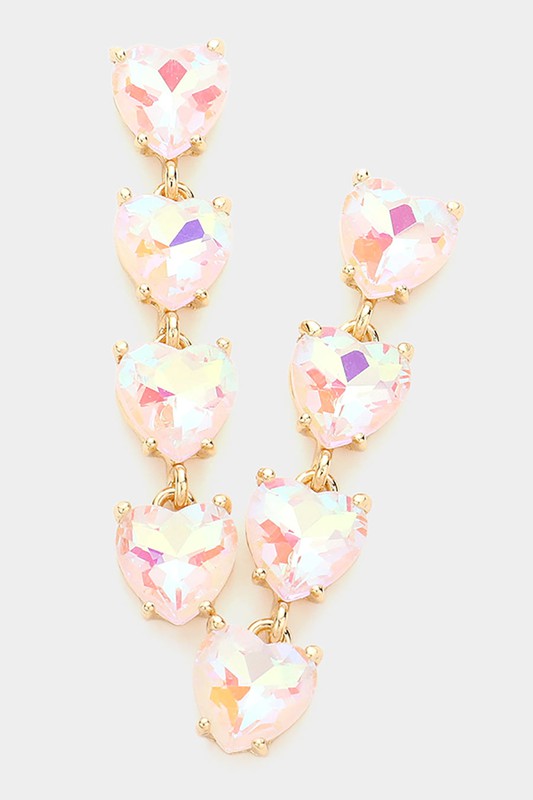 Heart Stone Link Dangle Evening Earrings - Debs on 5th