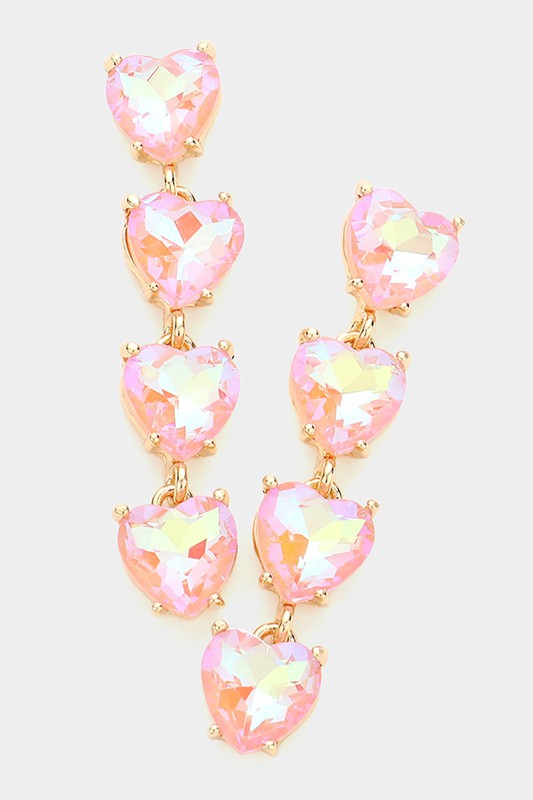 Heart Stone Link Dangle Evening Earrings - Debs on 5th