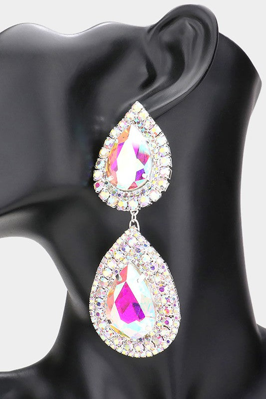 Stone Accented Link Dangle Evening Earrings - Debs on 5th