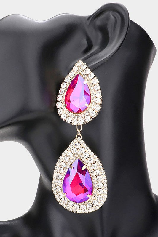 Stone Accented Link Dangle Evening Earrings - Debs on 5th