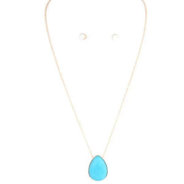 Girls Semi Precious Stone Teardrop Necklace Set - Debs Boutique  LLC