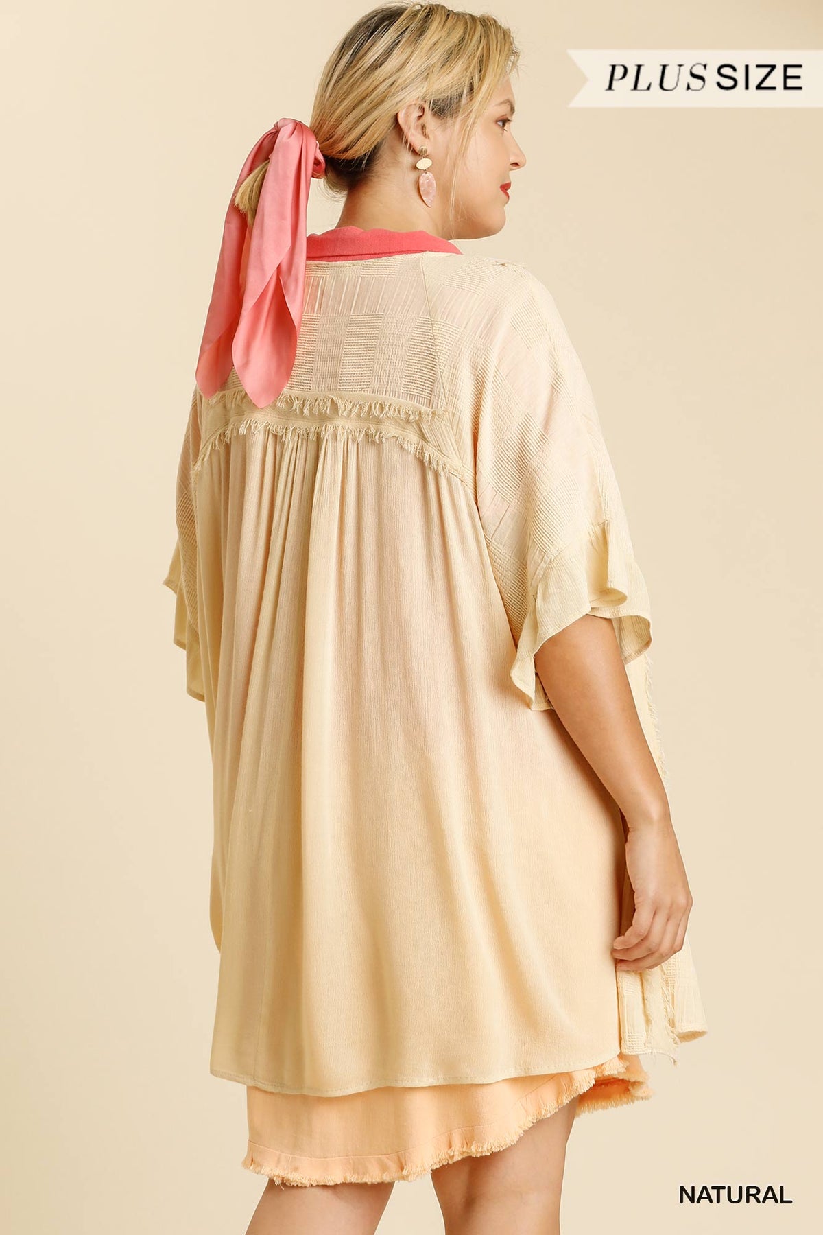 Open Front Kimono with Frayed Edged Details - Debs on 5th