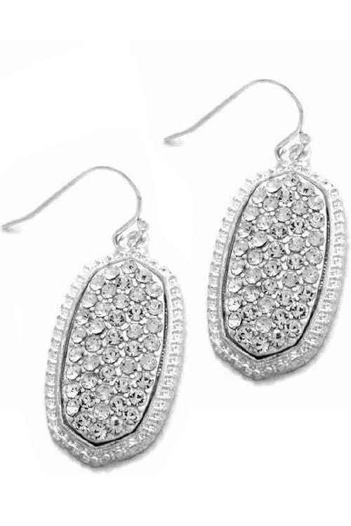 28mm Worn Oval Casting Earrings with Crystal Stones - Debs on 5th