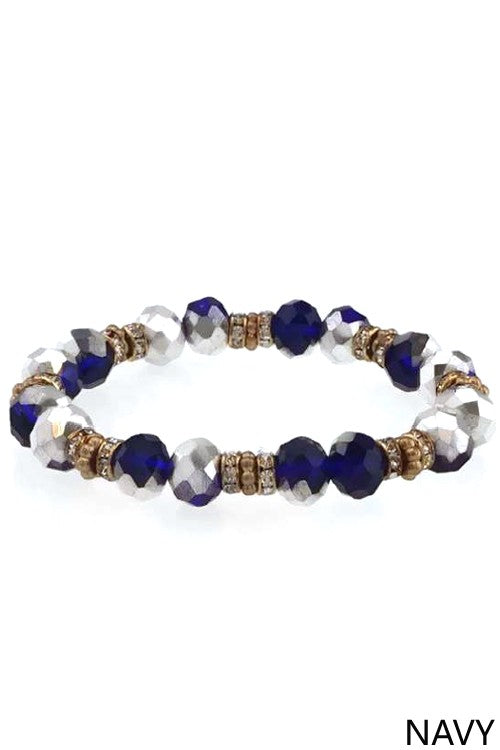 Glass Bead Rondelle Stretch Bracelet - Debs on 5th