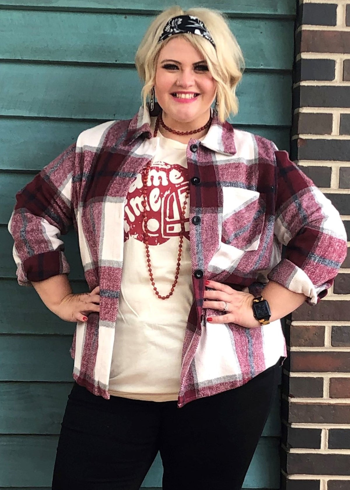 Had Enough Plaid Button Down Shacket - Debs on 5th
