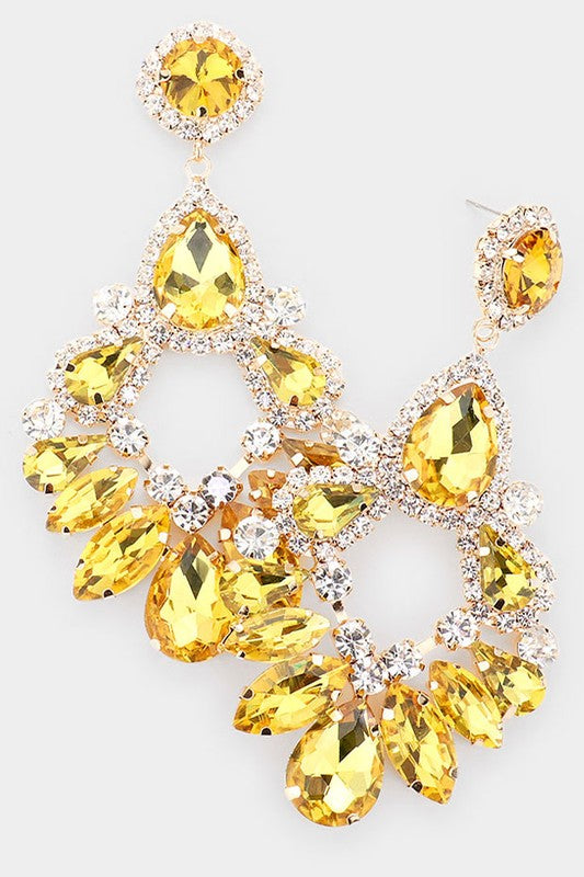 Teardrop Marquise Crystal Drop Evening Earrings - Debs on 5th