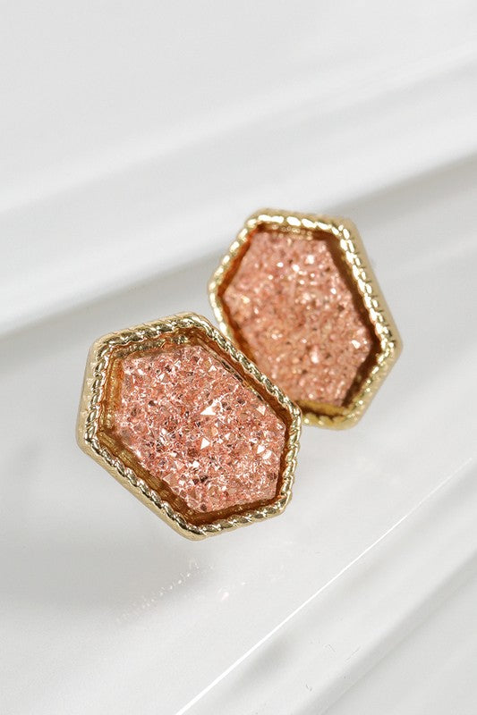 Dainty Marquee Shape Druzy Post Earrings - Debs on 5th