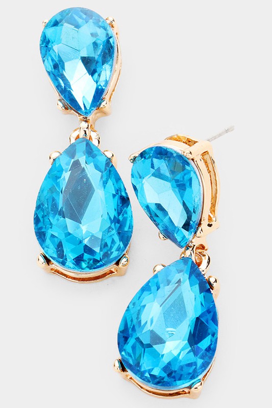 Crystal Double Teardrop Evening Earrings - Debs on 5th