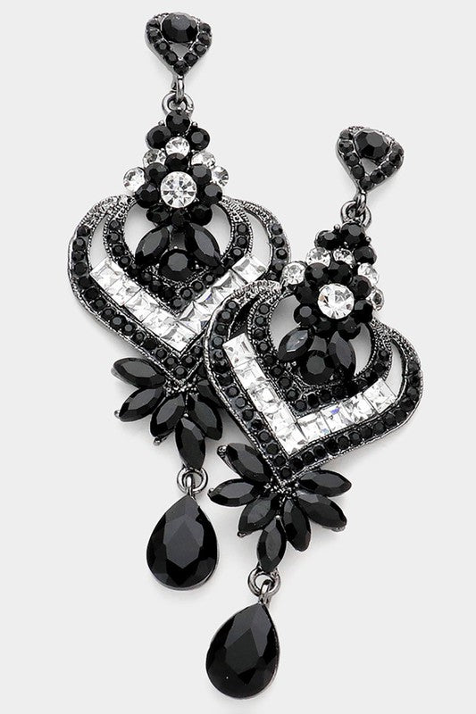 Crystal Heart Teardrop Evening Earrings - Debs on 5th