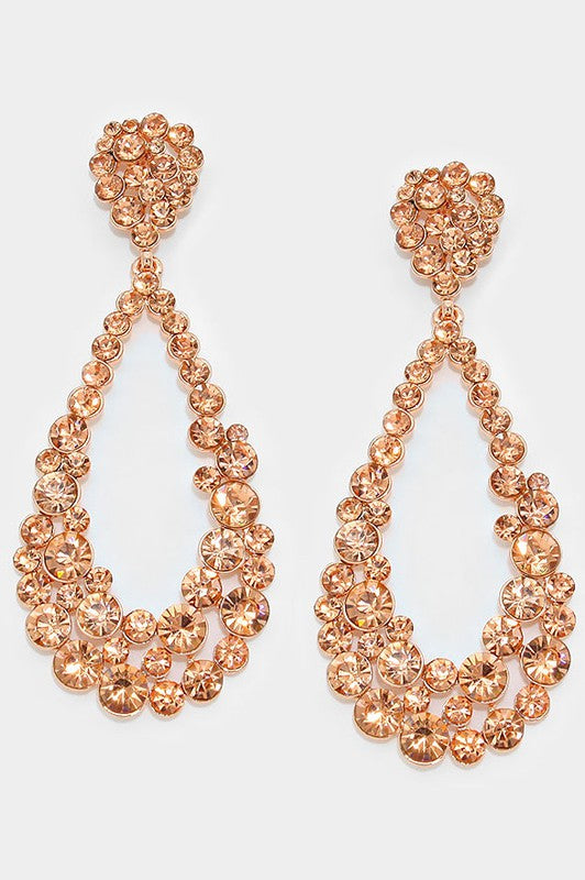 Crystal Bubble Cluster Teardrop Evening Earrings - Debs on 5th