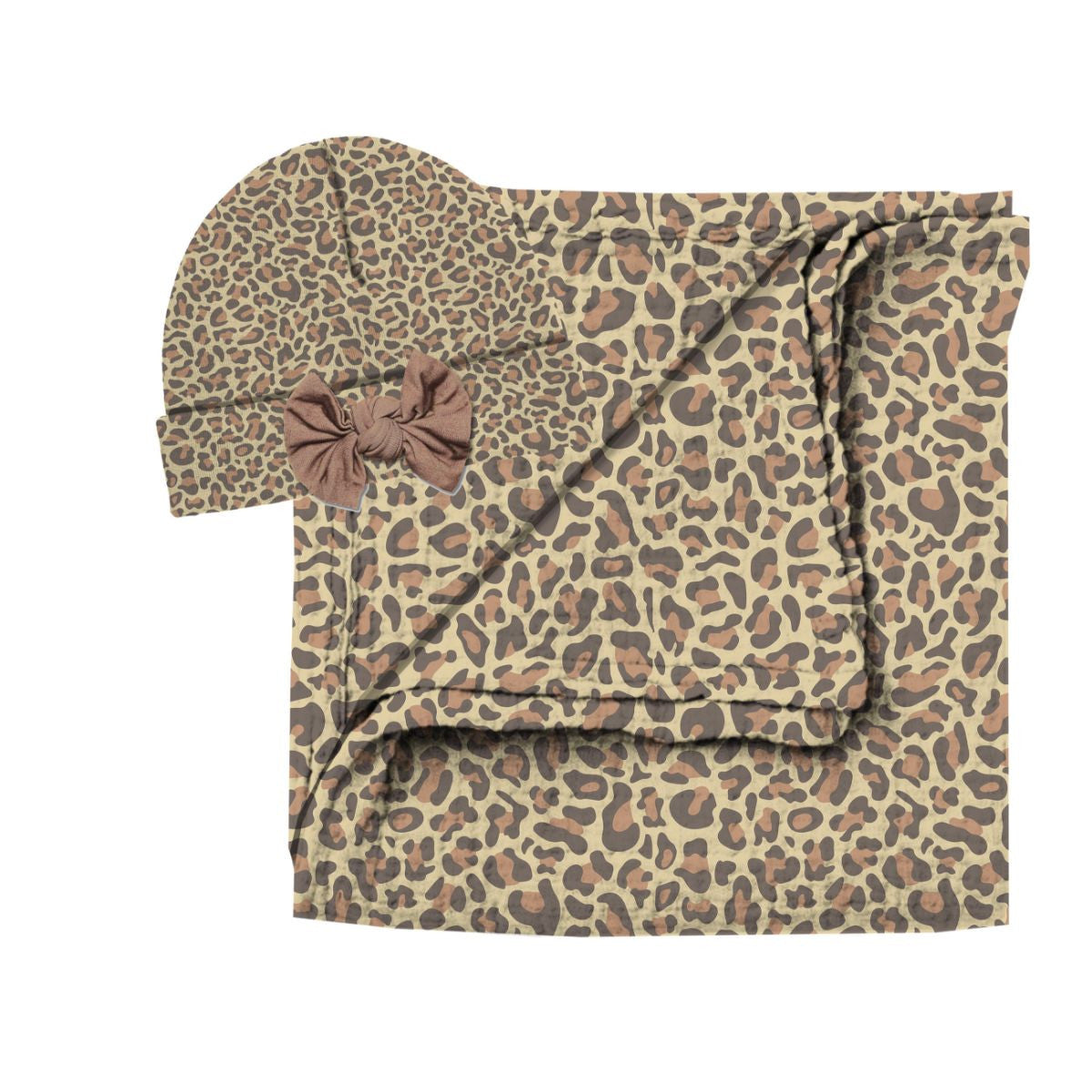 Leopard Swaddle & Beanie Set - Debs on 5th
