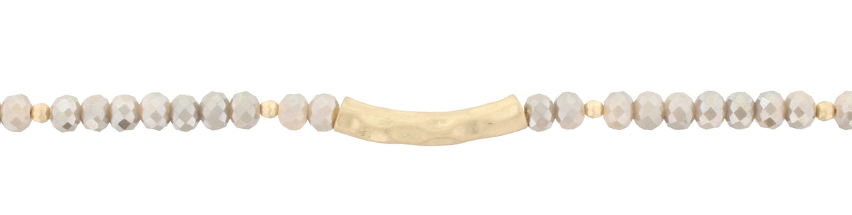 14" Faceted Beads with Hammered Gold Bar, 3" Ext. - Debs Boutique  LLC