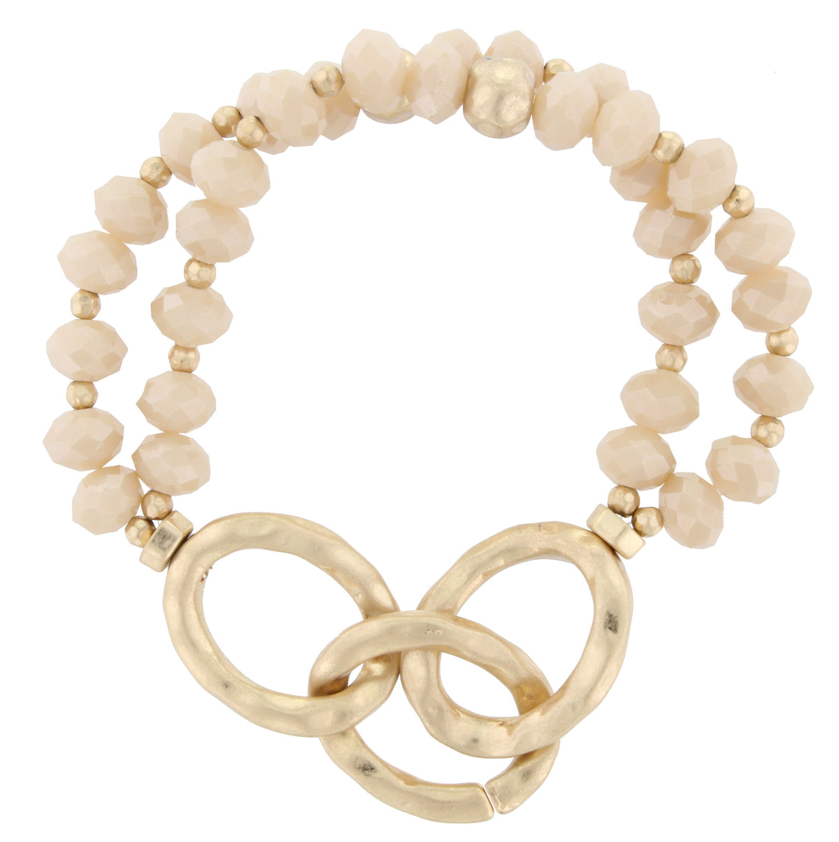 Double Strand Faceted Beads with Hammered Worn Gold Links - Debs Boutique  LLC