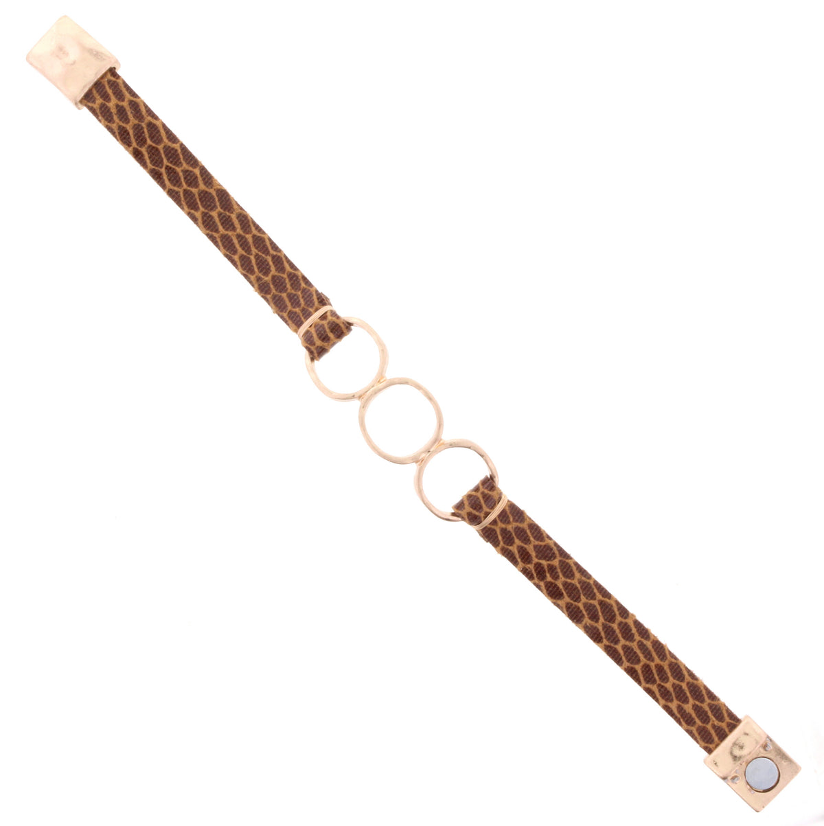 3 Gold Ring Magnetic Snakeskin Bracelet - Debs on 5th