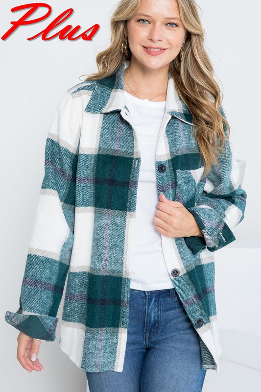 Had Enough Plaid Button Down Shacket - Debs on 5th