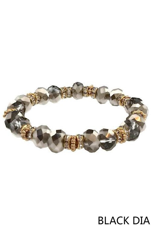 Glass Bead Rondelle Stretch Bracelet - Debs on 5th