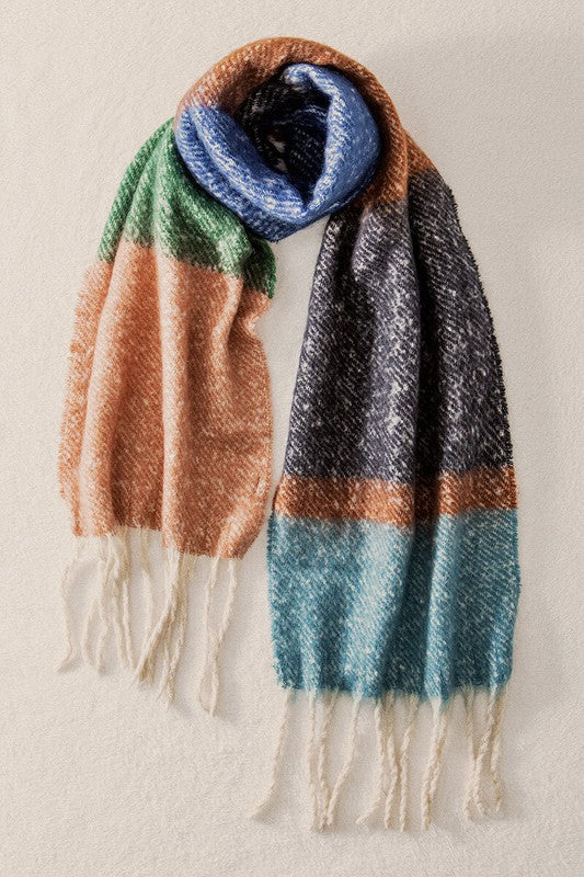 Multi Stripe Cozy Scarf with Fringe - Debs on 5th