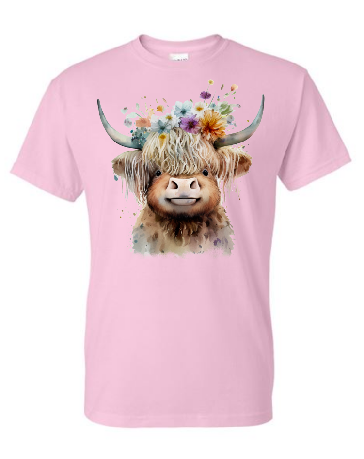 Cute Highland Cow Graphic Tee - Debs on 5th