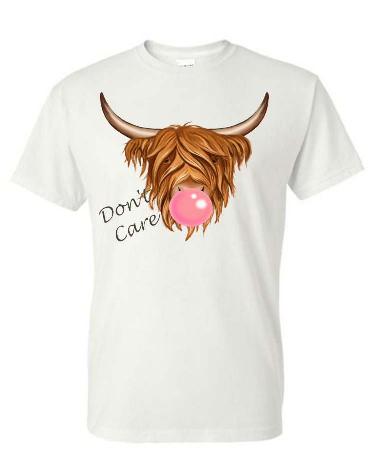 Highland Cow Don't Care Graphic Tee - Debs on 5th