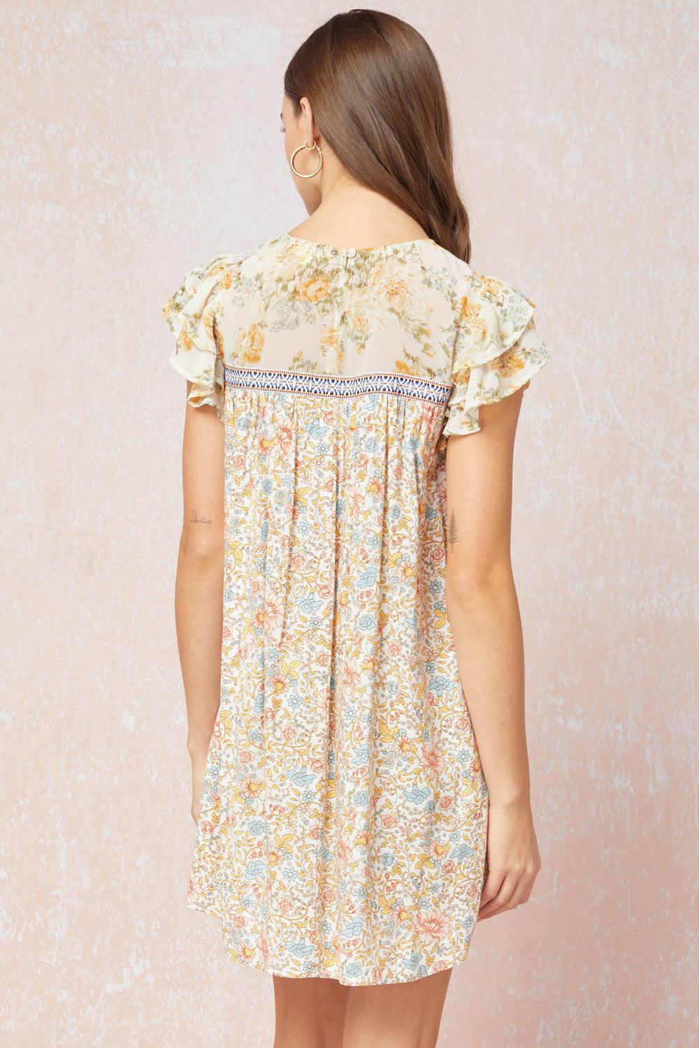 Floral Print Ruffle Sleeve Dress - Debs on 5th