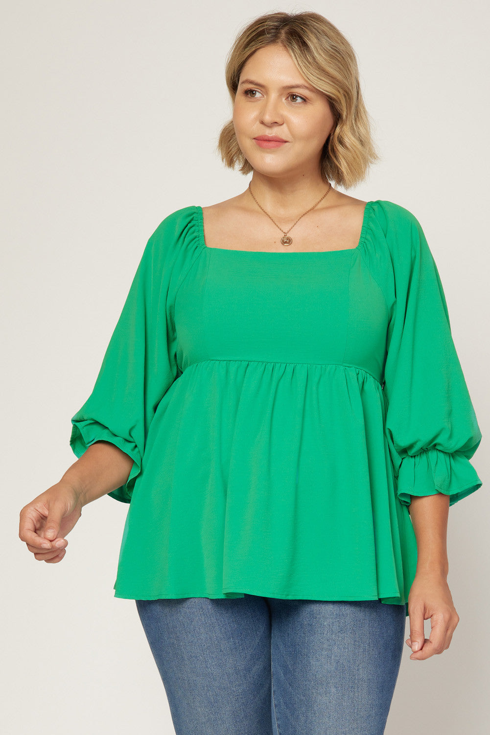 Smocked Back Square Neck Top - Debs on 5th