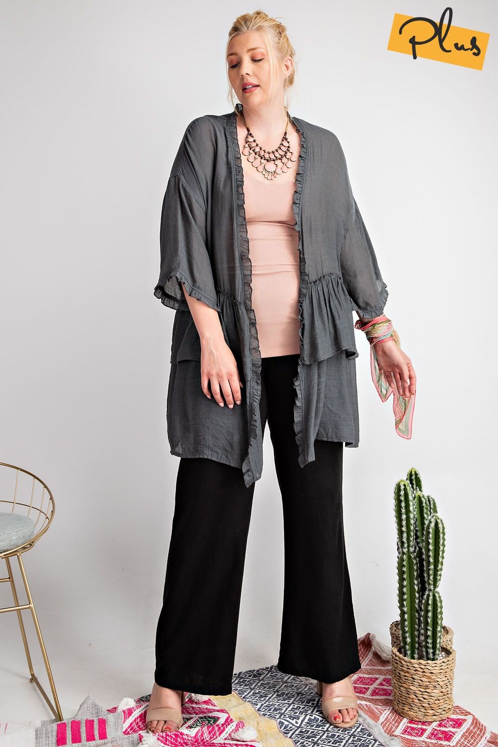 Plus Size Bright Future Ruffled Cardigan - Debs on 5th