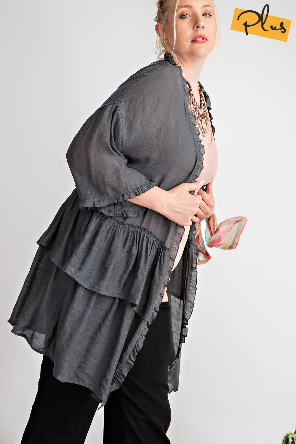 Plus Size Bright Future Ruffled Cardigan - Debs on 5th