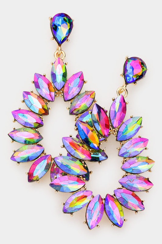 Marquise Stone Cluster Teardrop Evening Earrings - Debs on 5th