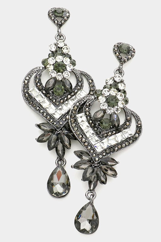Crystal Heart Teardrop Evening Earrings - Debs on 5th