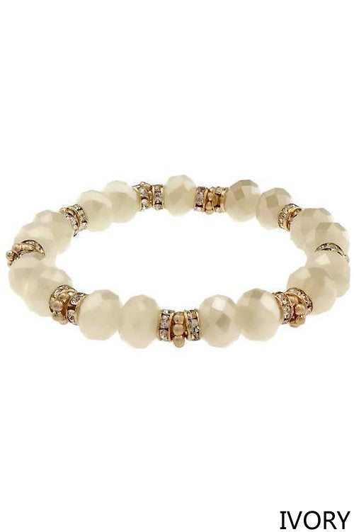 Glass Bead Rondelle Stretch Bracelet - Debs on 5th