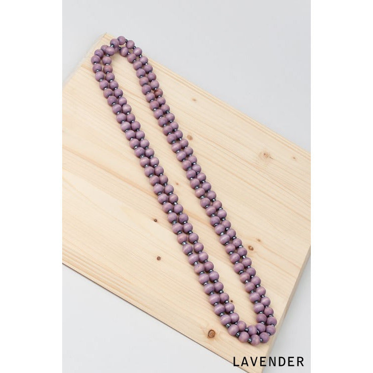 Wood Beaded Long Necklace - Debs Boutique  LLC