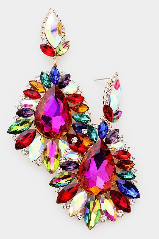 Teardrop Crystal Marquise Accented Evening Earrings - Debs on 5th