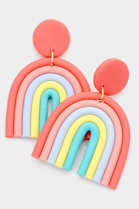 Rainbow Polymer Clay Dangle Earrings - Debs on 5th
