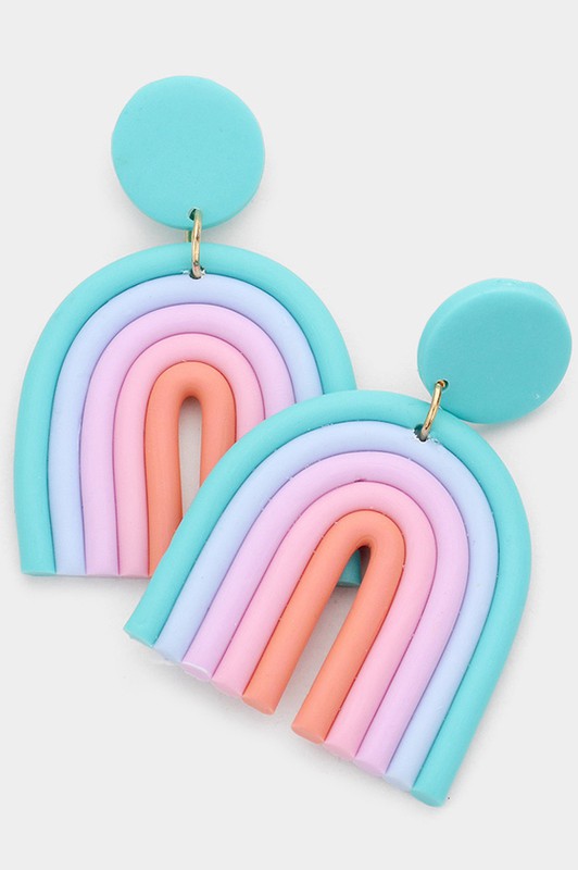 Rainbow Polymer Clay Dangle Earrings - Debs on 5th