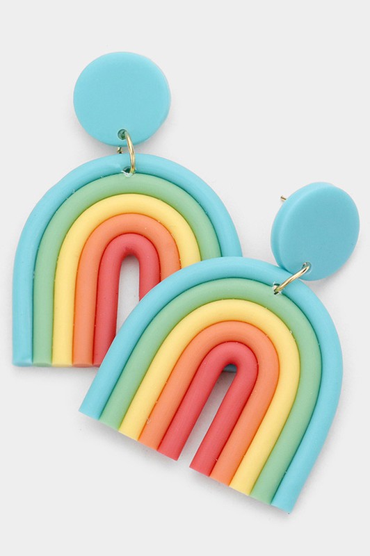 Rainbow Polymer Clay Dangle Earrings - Debs on 5th