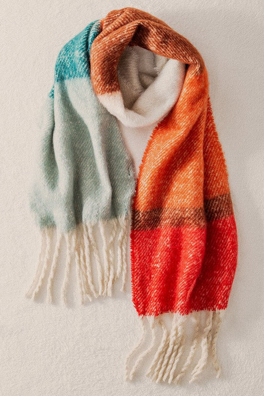 Multi Stripe Cozy Scarf with Fringe - Debs on 5th