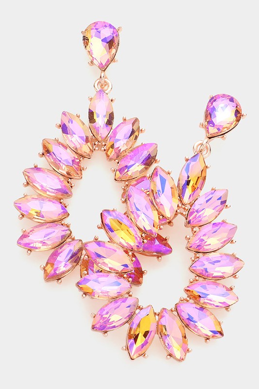 Marquise Stone Cluster Teardrop Evening Earrings - Debs on 5th