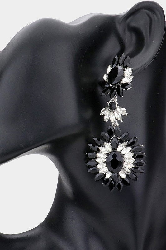 Floral Marquise Stone Cluster Evening Earrings - Debs on 5th