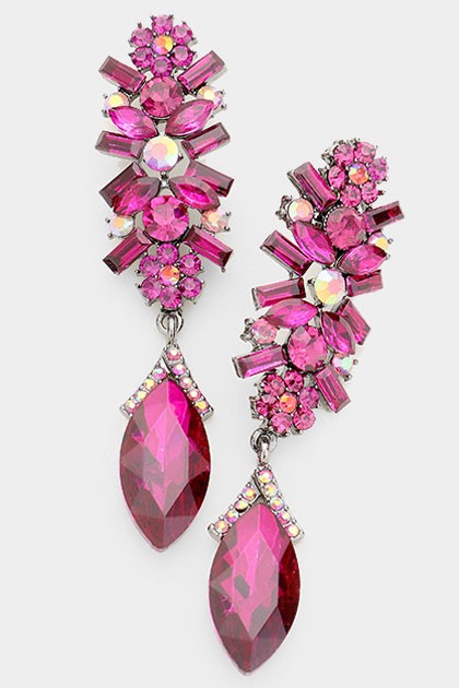 Marquise Glass Crystal Drop Evening Earrings - Debs on 5th