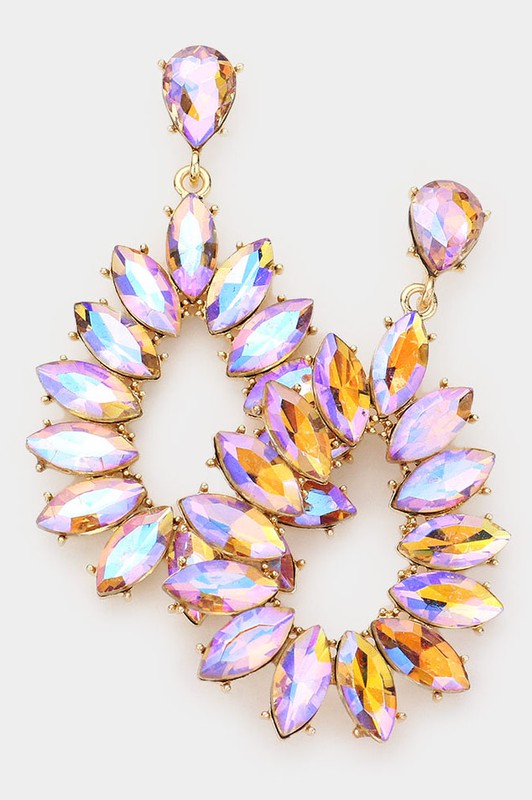 Marquise Stone Cluster Teardrop Evening Earrings - Debs on 5th